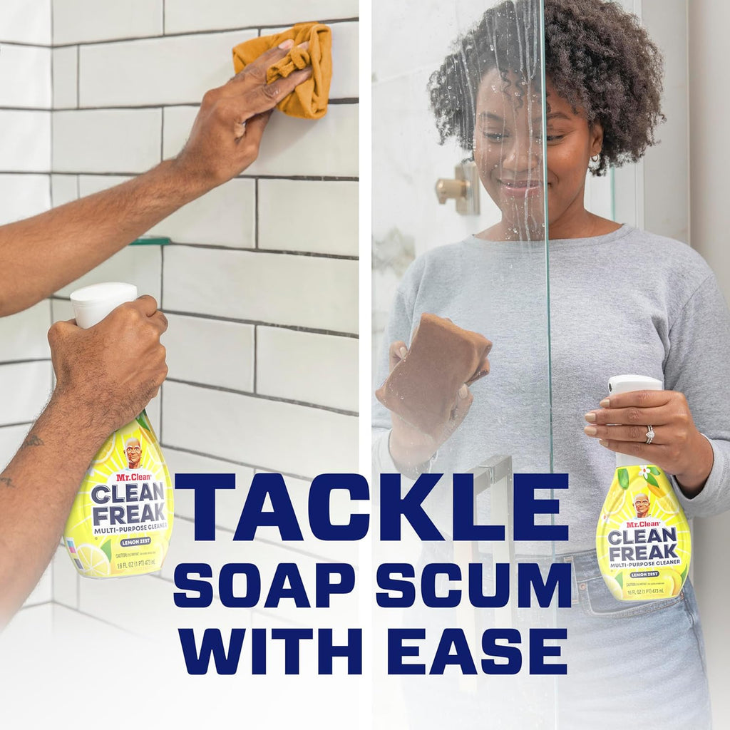 Mr. Clean Clean Freak Multi Surface Cleaning Spray, Deep Cleaning Mist Starter Kit and Refill Bundle, Lemon Zest Scent, 64 fl oz