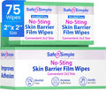 Safe n' Simple No Sting Skin Prep Wipes - 75 Individual 2" x 2" Ostomy Barrier Film Wipes - Skin Prep Protective Wipes - Bandage Medical for Skin