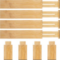 Bamboo Drawer Dividers Organizer with Inserts, Expandable from 12.5-21.7", Adjustable Drawer Organizer Separators for Utensils, Dresser, Bedroom, Bathroom, Closet, Clothing, Office (Beige)