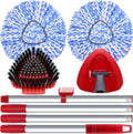 2 Pack Spin Mop Heads Replacement Compatible with O Cedar RinseClean 2 Tank, Upgraded Scrub Brush,4 Section Mop Handle and 1 Base Combo Set, Microfiber Replace Head Refill