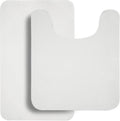 Bathroom Rugs Set 2 Pieces,Thin Bathroom Mats,Toilet Rugs,Quick Dry,Non-Slip,Machine Washable,Low Pile,Absorbent Bath Mats,Shower,Sink,Home Decor Accessories.White,1'5"x2'3"+1'8"x2" U Shape
