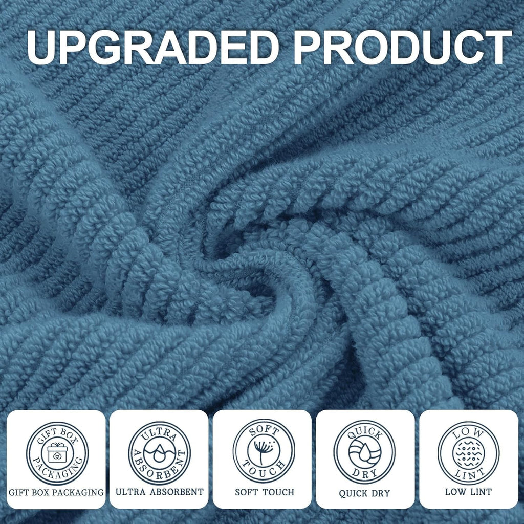 Blue Washcloths 6 Pack, 13"x13" - 100% Cotton | Lightweight | Thick | Quick Dry | Soft | Absorbent, Wash Cloths for Your Face and Body, Hand Towels for Shower, Bathroom Essentials, Denim Blue