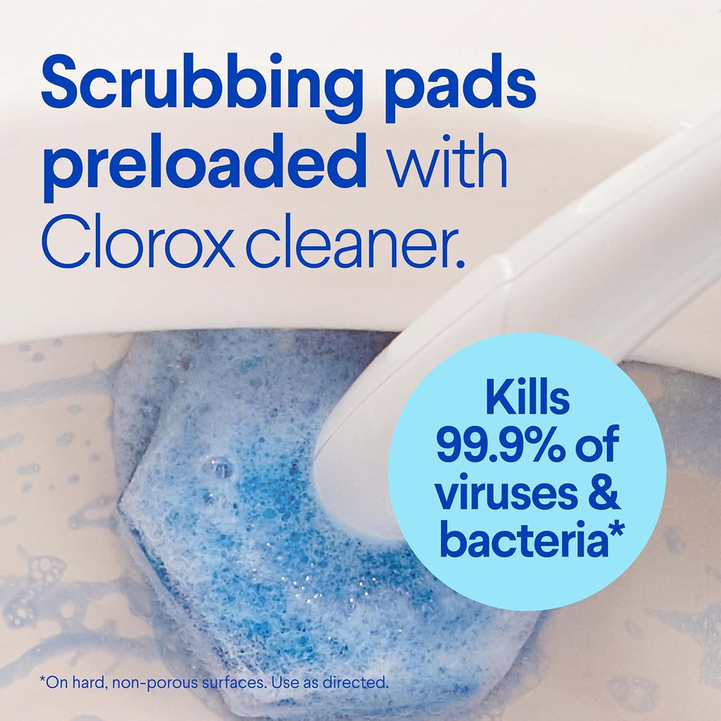 CLOROX Original Toilet Cleaning System, ToiletWand, Storage Caddy, 6 Refill Heads, Dorm Room Essentials
