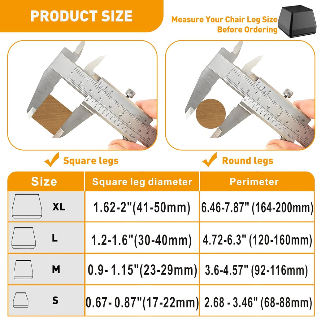 Furniture Sliders,24 PCS Square Chair Leg Sliders for Carpet, Furniture Movers Sliders, Carpet Chairs Furniture Glides, Floor Protectors, Carpet Moving Sliders Easily Move.(Black, Fit:0.67-0.87").