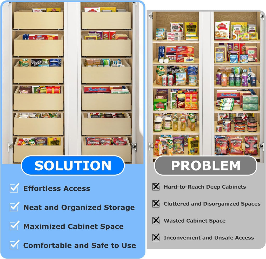 WelFurGeer Soft Close Pull Out Drawers for Cabinets, 26" W x 22" D Pull Out Cabinet Organizer, Cabinet Roll Out Drawers, Heavy-Duty Pull-Out Cabinets Drawer for Home & Kitchen Organization