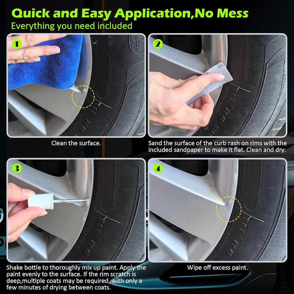 FOLLOWIN Silver Rim Touch Up Paint for Cars,Car Paint Scratch Repair Rim Curb Rash,1OZ(30ml)