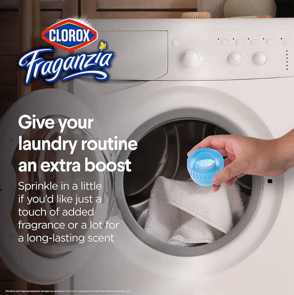 Clorox Fraganzia Laundry Scent Booster Crystals in Morning Sky Scent - Scented In-Wash Freshener Beads for Fresh, Clean, Great Smelling Clothes and Linens, 18 Oz - 2 Pack