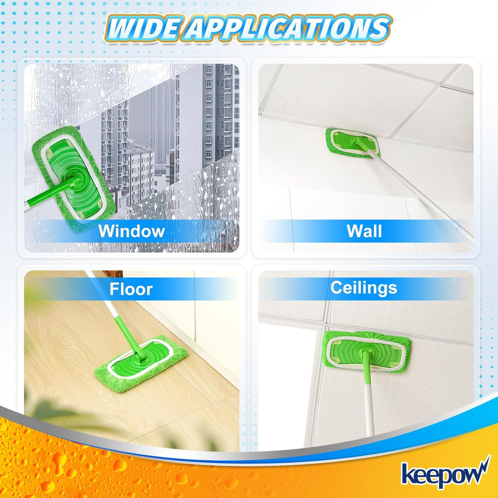 KEEPOW Reusable Wet Pads Refills Compatible with Swiffer Sweeper Mop, Dry Sweeping Cloths, Microfiber Wet Mopping Cloths for Hardwood Floor Cleaning, 6 Pack (Mop is Not Included)