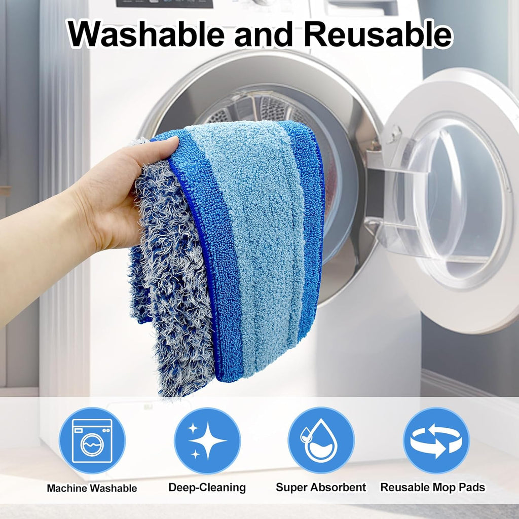 4 Pack Microfiber Cleaning Pad for Bona Mop Safe for Hardwood & Hard Surface Floors Dry Wet Floor Cleaning - Includes 2 Microfiber Cleaning Pad and 2 Dusting Pad - Microfiber Mop Pads for 18Inch Mop