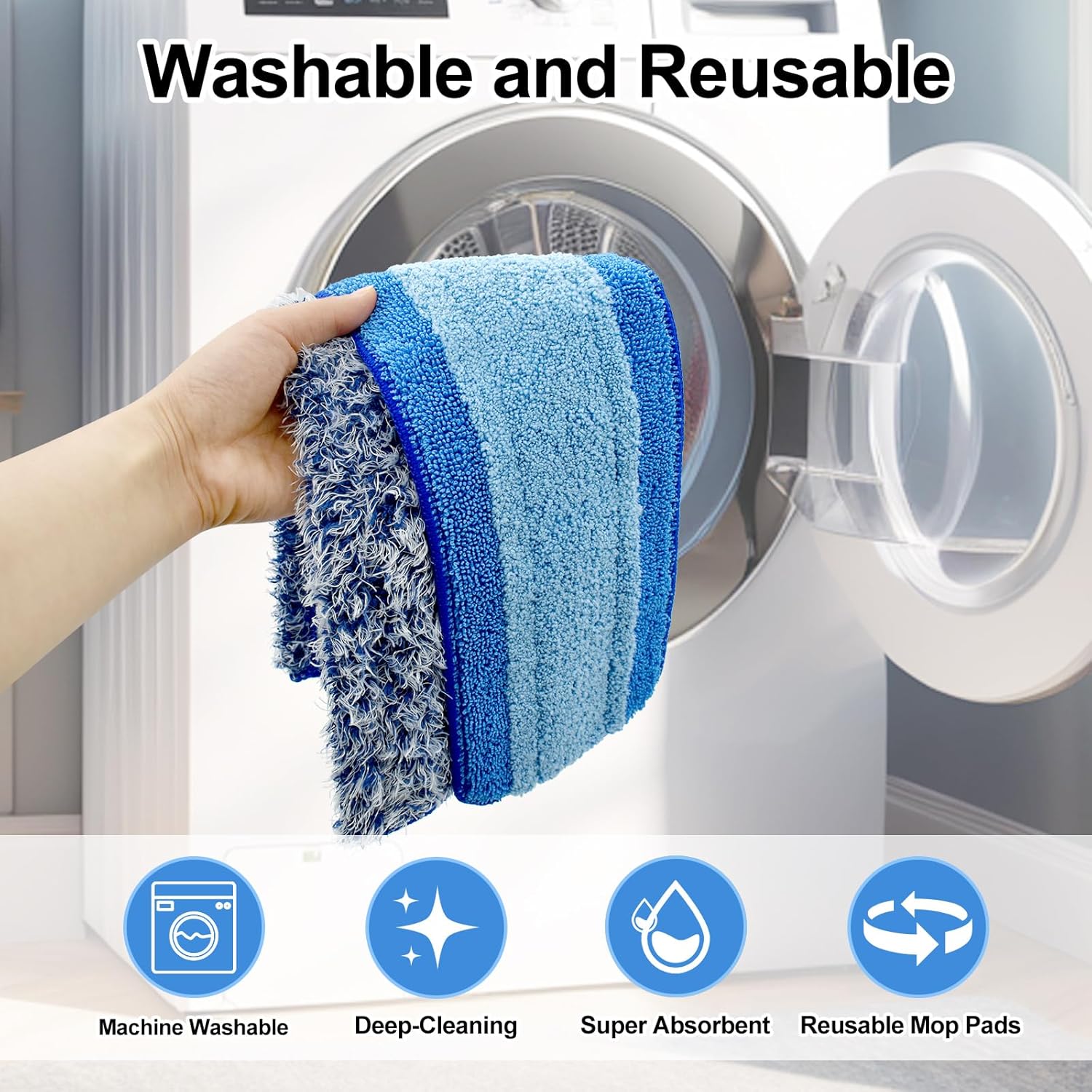 4 Pack Microfiber Cleaning Pad for Bona Mop Safe for Hardwood & Hard Surface Floors Dry Wet Floor Cleaning - Includes 2 Microfiber Cleaning Pad and 2 Dusting Pad - Microfiber Mop Pads for 18Inch Mop