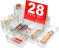 A-LuGei Drawer Organizer, Bathroom Organizers and Storage, Makeup organizer, Desk drawer organizer, Storage Bins for Kitchen Office Bedroom Vanity Jewelry Pantry Garage, 4Size, Clear