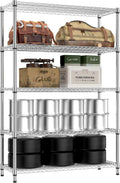 IZEUK 4250 LBS Garage Shelving Wide Storage Shelves 5 Tier Metal Shelves Heavy Duty Adjustable Utility Shelf Rack Chrome 17.7" D x 47.2" W x 70.4" H