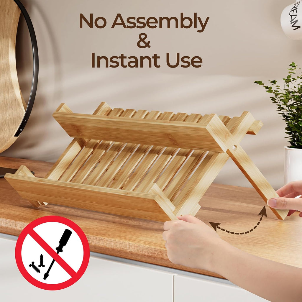 MUDEELA Bamboo Spice Rack Organizer for Cabinet, X-Shaped Foldable Spice Organization, 2 Tier Seasoning Organizer for Kitchen Counter