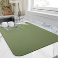 Dish Drying Mat for Kitchen Counter, Heat Resistant Drainer Mats with Non-slip Rubber Backed, Hide Stain Kitchen Super Absorbent Draining Mat, Easy to Clean Dish Rack Pad, Green 18"x28"