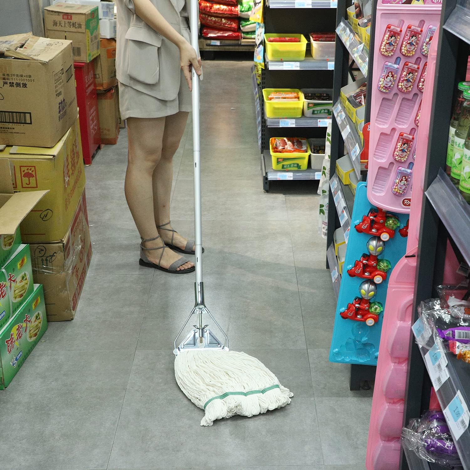 OFO Loop-End String Mop with Extra Head Replacement - Heavy Duty Commercial Industrial Grade Mop, 59Inch Handle for Floor Cleaning Home, Kitchen, Garage, Office and Wooden/Tile Floor