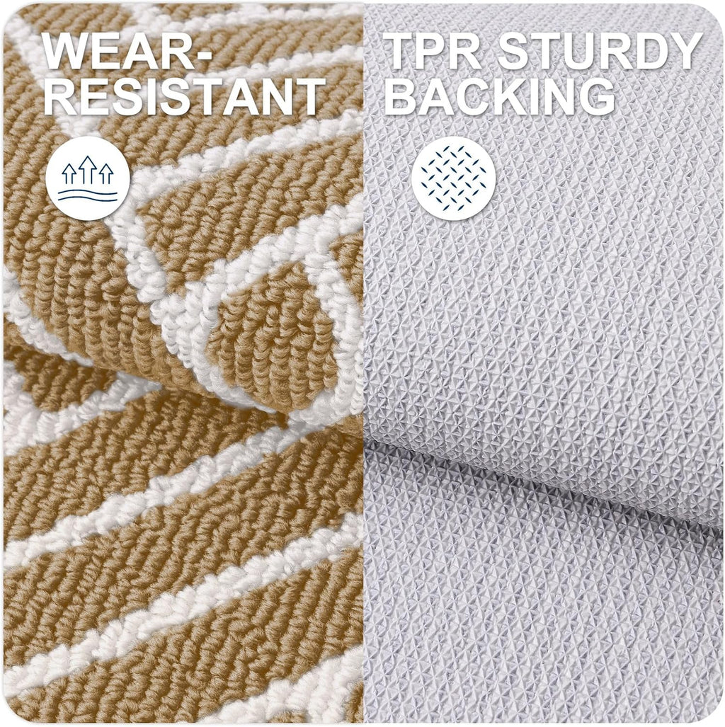 OLANLY Indoor Door Mat, 48x32 Inch, Dirt Resistant and Absorbent, Non-Slip Rubber Backing Floor Mats, Easy Clean Low-Profile Doormat for Entryway, Front Door, and Inside Entrance, Beige