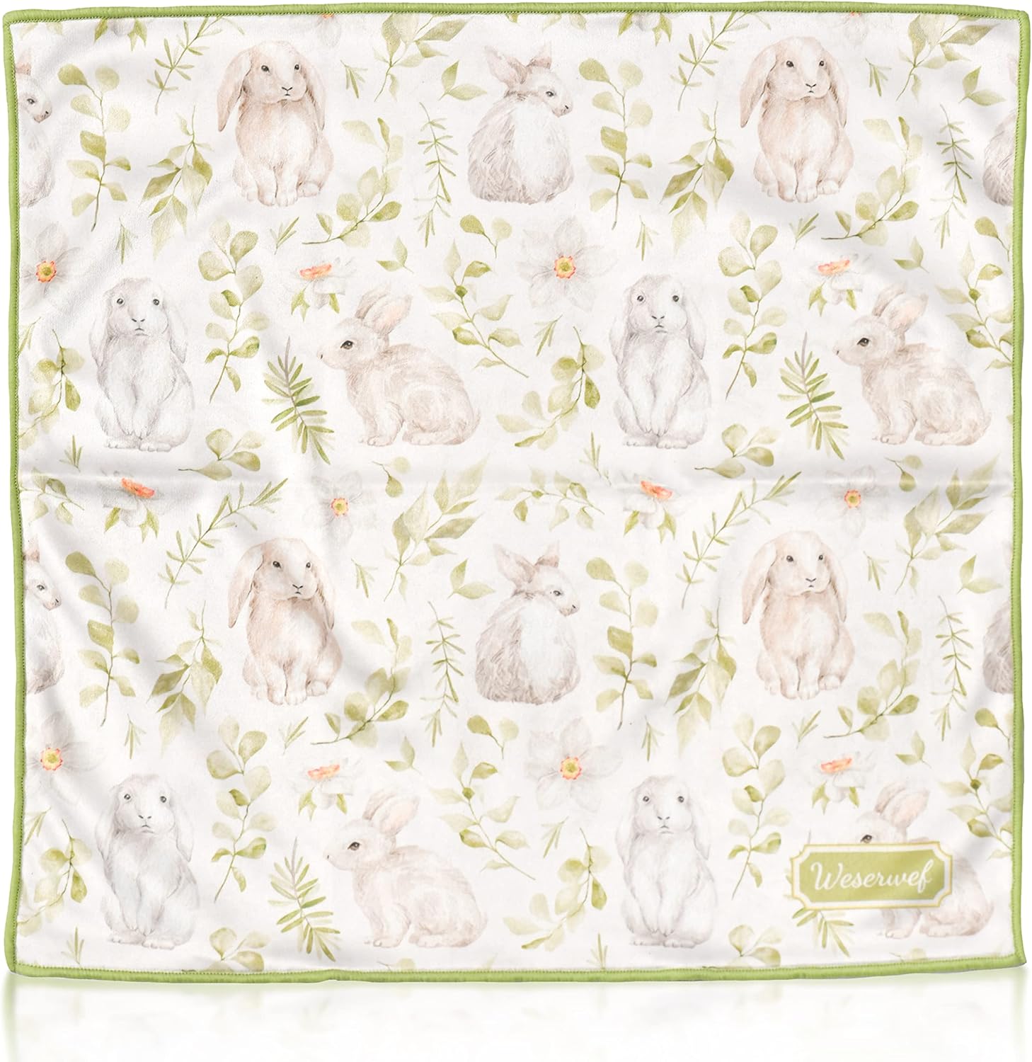 WESERWEF Design Microfiber Glasses Cleaning Cloth – Premium Cleaning Cloth for Eyeglasses, Screens, Tablets, Cameras & Lenses, 12" x 12", Ultra-Soft & Scratch-Free (Rabbits)