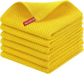Homaxy 100% Cotton Waffle Weave Kitchen Dish Cloths, Ultra Soft Absorbent Quick Drying Dish Towels, 12 x 12 Inches, 6-Pack, Yellow