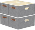 Yawinhe Foldable Storage Baskets for Shelves, Fabric Closet Organizers, Bins with 3 Handles, Cubes for Clothes, Grey, 15''Lx9.8''Wx8.3''H, 4-Pack