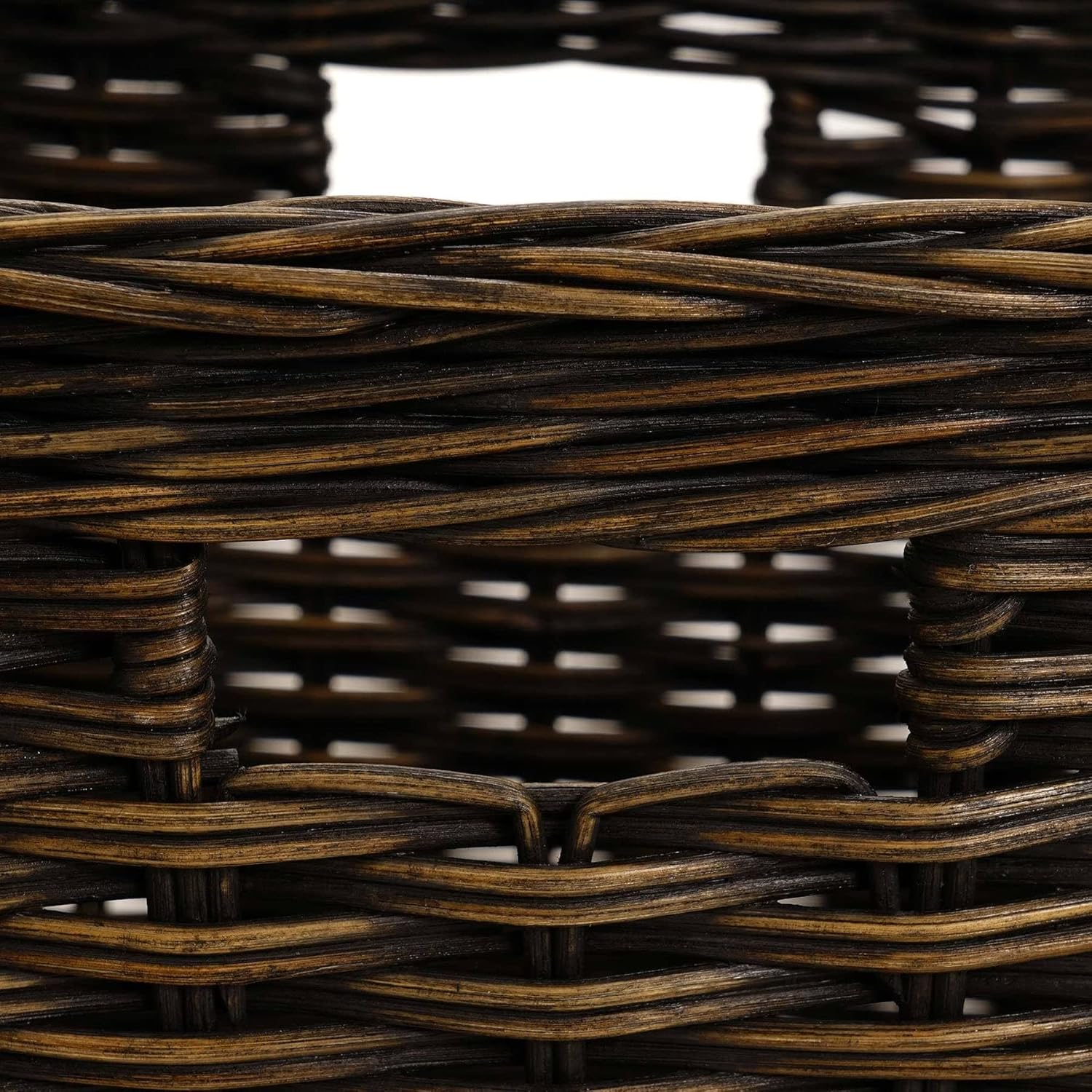 The Basket Lady Tall Rectangular Wicker Storage Basket, Large, 22.5 in L x 16 in W x 12.5 in H, Antique Walnut Brown