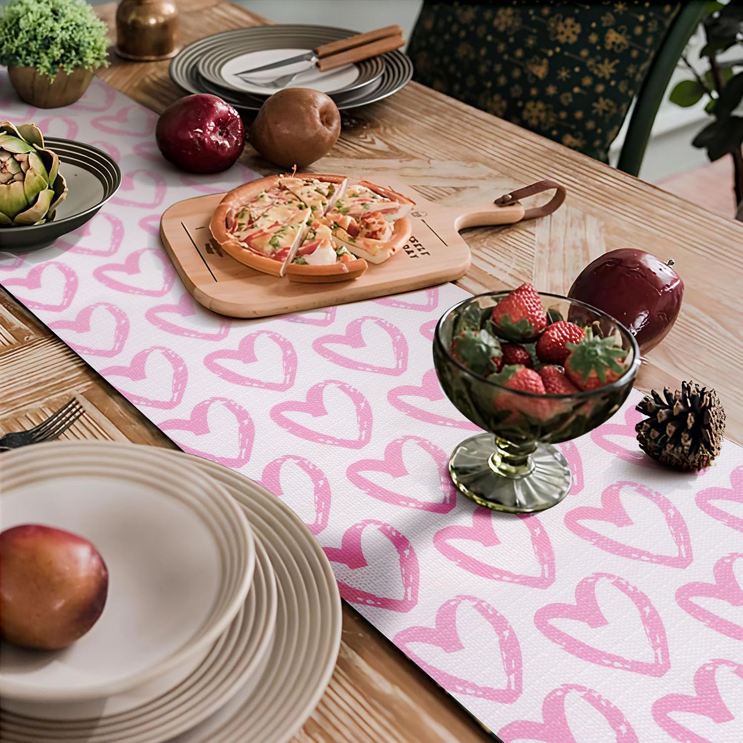 Pink Heart Drawer Liner for Cabinets, Shelf Liner Non-Adhesive and Strong Non-Slip Cabinet Drawer Liners for Kitchen,Table,Bookshelves,Waterproof Cupboard Liners,12IN x 10FT