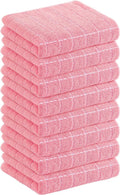 Homaxy 100% Cotton Terry Kitchen Towels(Pink, 13 x 28 inches), Checkered Designed, Soft and Super Absorbent Dish Towels, 8 Pack