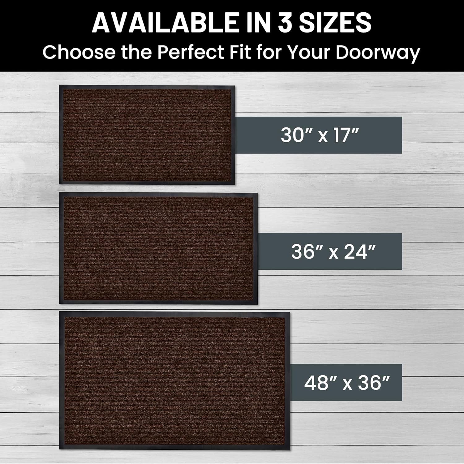 Sierra Concepts Front Door Mat Welcome Floor Mats - Entryway Indoor Outdoor Entrance Doormat, Patio, Porch, Muddy Shoe, Inside Outside Low Profile, 30x17 inches, 2-Pack Dark Brown