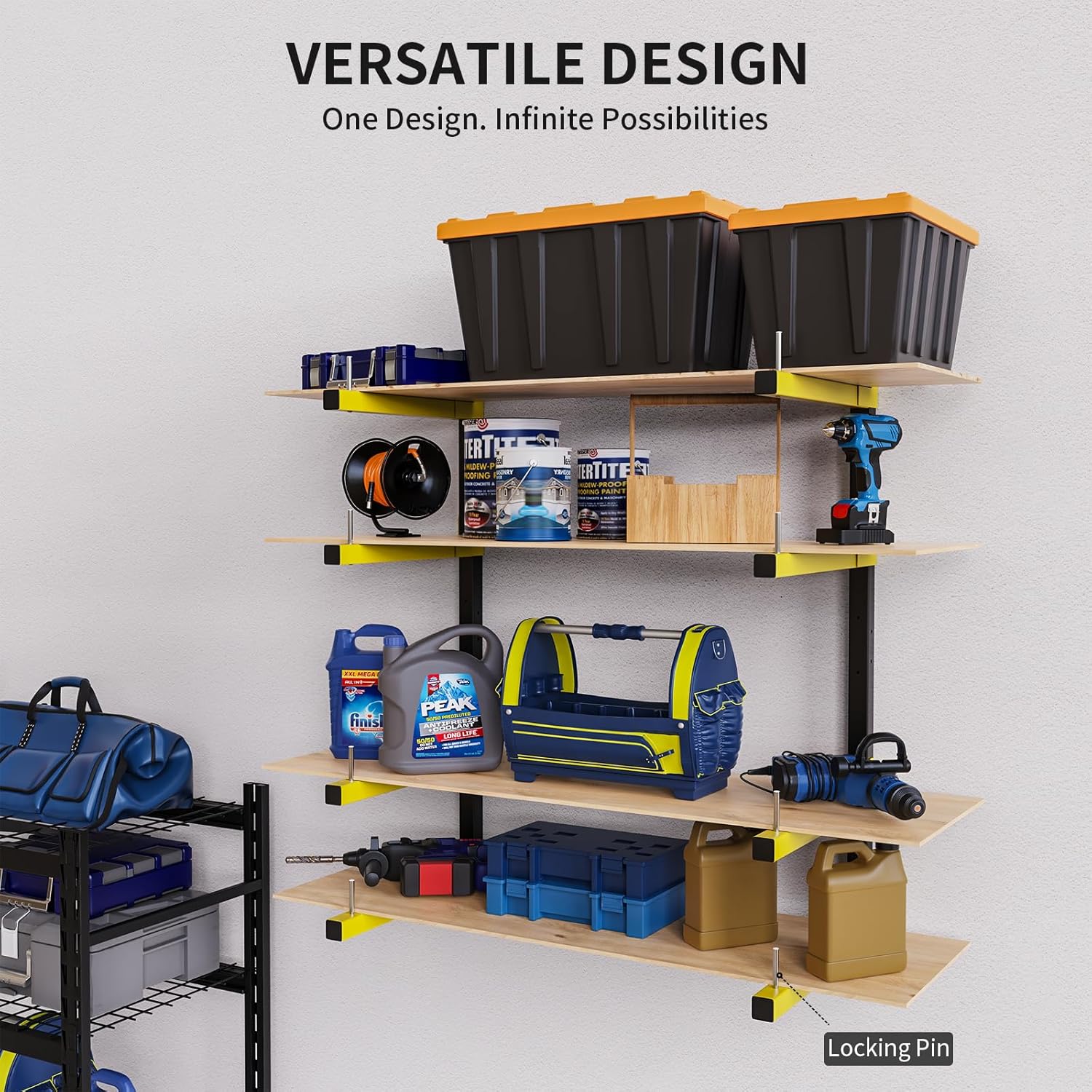 Lumber Storage Rack, Upgrade Cantilever Folding Lumber Rack Wall Mount, Metal 8 Level 32 Inch Plywood Scrap Wood Storage Rack