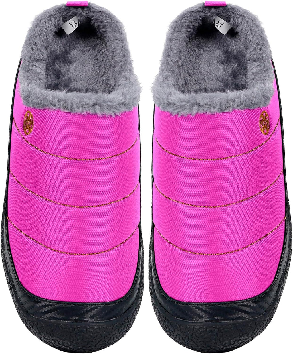 Womens Mens House Slippers Slip on Snow Winter Warm Fully Fur Lined Slippers Indoor Outdoor Shoes