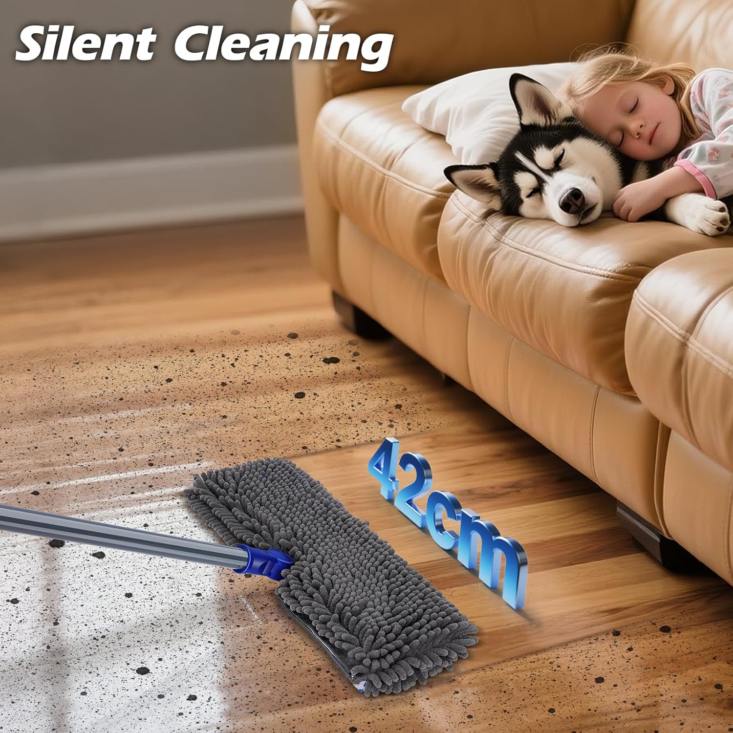Two Sided Dust Mop Floor Cleaning System, MASTERTOP 360 Microfiber Mop with Stainless Steel Handle,Wet Dry Mop,Flat Flip Mops for Hardwood, Laminate, Vinyl, Tiles,4 Washable Mops Pads