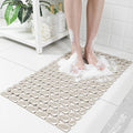 Shower Mat Non Slip Bathtub Mat, 27 x 16 Inch Eco-Friendly Soft Bath Mat for Tub Non Slip Shower Mats for Inside Shower with Suction Cups and Drain Holes, Easy to Clean Quick-Drying, Brown