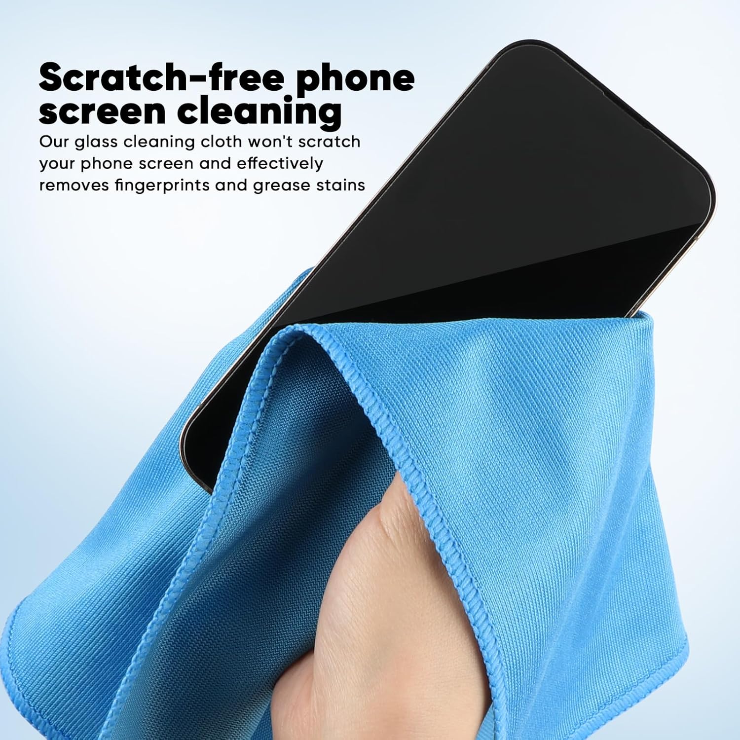 HOMEXCEL Microfiber Glass Cleaning Cloth 12 PK, Lint Free Streak Free, Reusable Cleaning Cloth for Cleaning Windows, Glasses, Mirrors, Screens, Stainless Steel, and More Blue-12”×12”