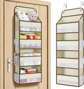 Yecaye Over The Door Organizer, Heavy Duty Hanging Organizers and Storage with 4 Large Capacity Pockets, Swing-Proof Behind The Door Storage for Bathroom Nursery Bedroom Dorm Closet, Beige