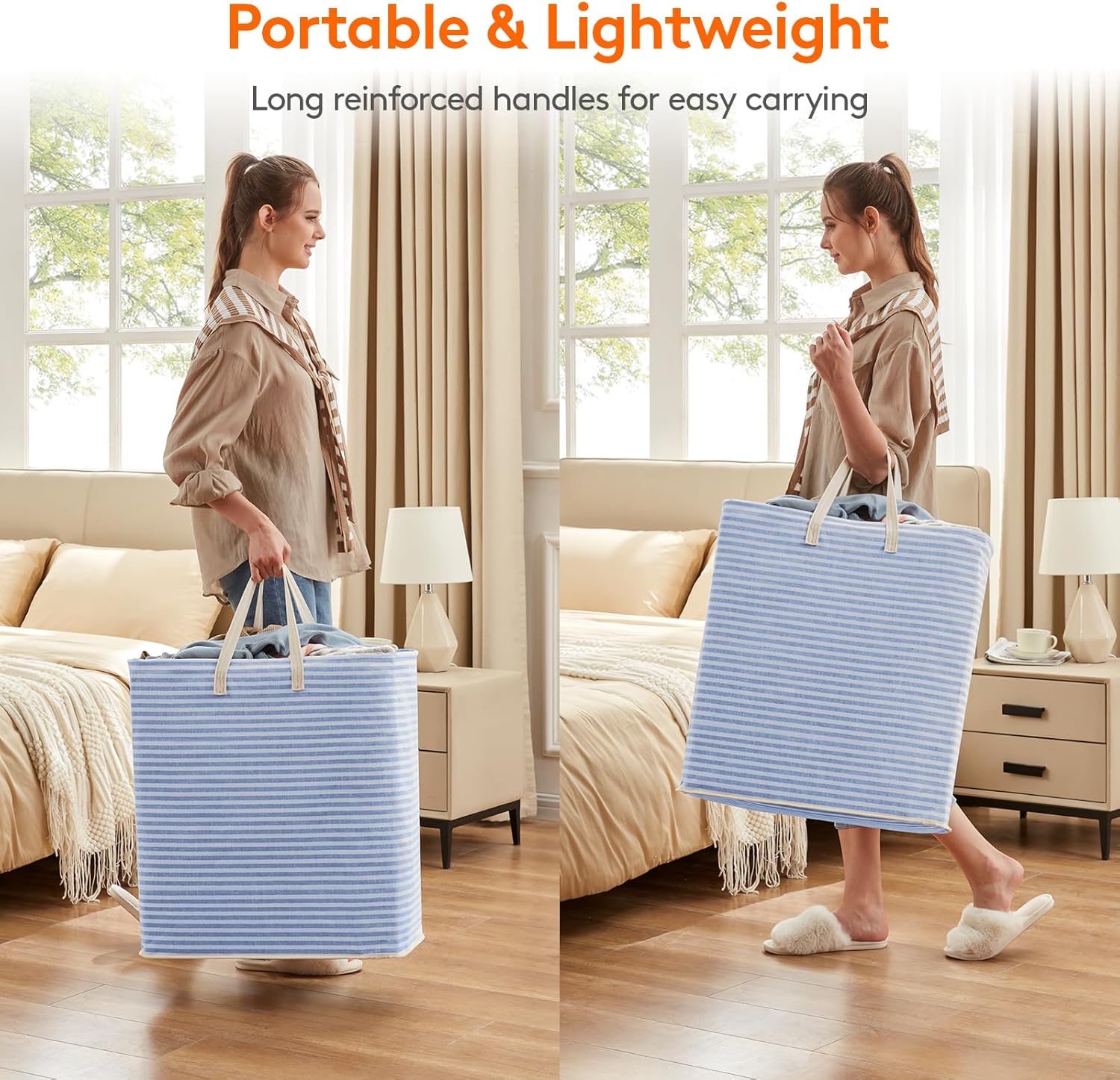 Lifewit 2 Pack Laundry Hamper Large Collapsible Laundry Baskets, Freestanding Waterproof Clothes Hamper with Easy Carry Handles in Laundry Room Bedroom Bathroom College Dorm for Adults, Blue, 2 x 100L