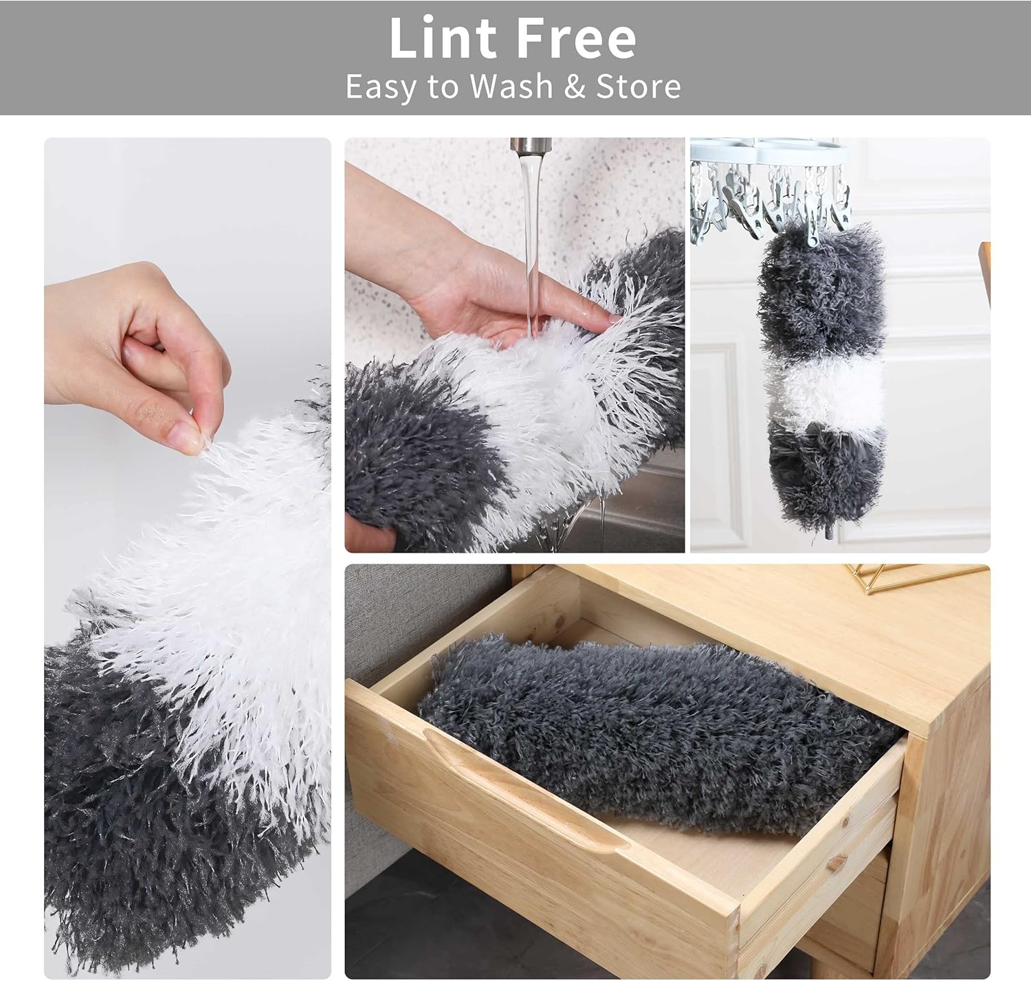BOOMJOY Microfiber Feather Duster with 100 Inches Extendable Pole, 2 Pack Dusters for Cleaning Ceiling, Fan, Furniture