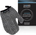 Japanese Exfoliating Mitt for Shower [1-Pack, White] - Charcoal & Silver Ion Exfoliating Glove - Gentle Exfoliation & Deep Cleansing Shower Mitt - Exfoliating Body Scrubber Glove, Soft Fabric Inside