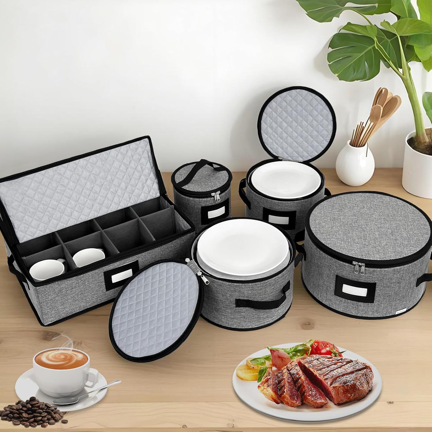 homyfort China Storage Containers, Hard Shell for Plates, Moving Boxes for Dishes, Cups, Mugs, Tableware Moving Supplies for Kitchen Organization- 5-Piece Set (5-piece set)