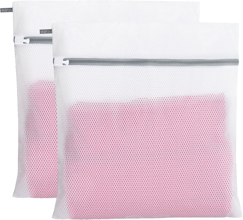 Polecasa 2Pcs 24 x 24 Inches Extra Durable 125g Diamond Mesh Laundry Bags with Sturdy Zipper for Delicates, Protect Clothes in Washing Machine, Laundry Room Essentials for College, Dorm (2 XL-Large)