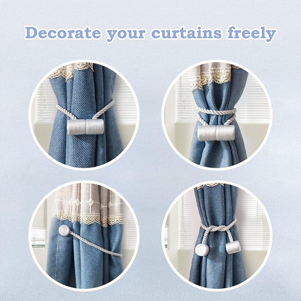 Hion Magnetic Curtain Tiebacks Dark Brown 2pcs, Curtain Tiebacks Buckles Holdbacks Holders Hooks Clip for Home Bedroom Office Decorative Curtain