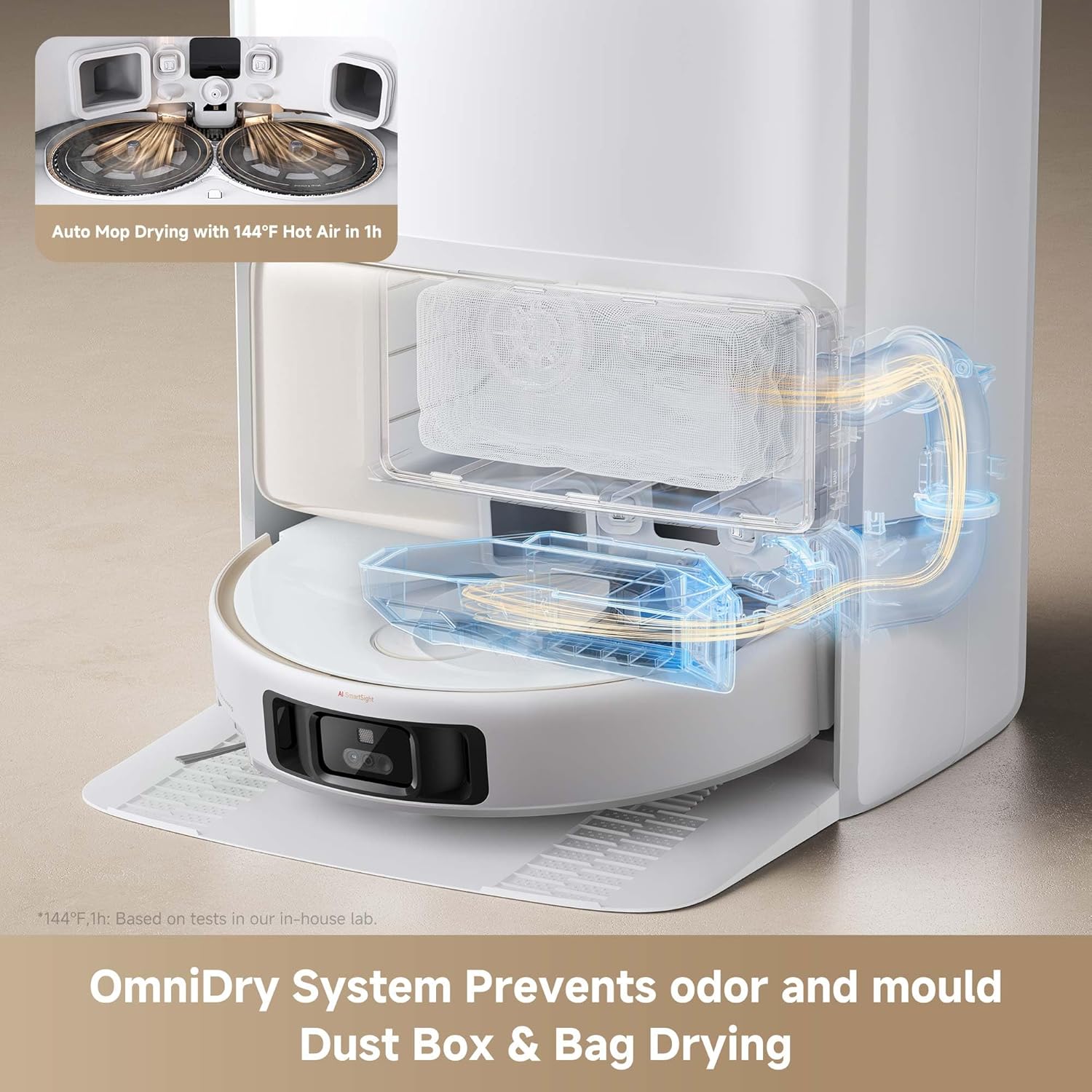 Mova V50 Ultra Complete Robot Vacuum and Mop Self-Cleaning, 24,000 Pa Suction, Liftable Navigation with Obstacle Overcoming and Warm Water Mopping with DuoSolution System Designed for Pets