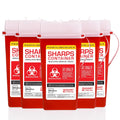 Sharps Container Large - Sharps Containers for Home Use and Labs - Portable Needle Disposal and Travel Size Biohazard Bin - 2 Quart (Pack of 5)