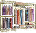 VIPEK V5 Portable Closet Wardrobe Heavy Duty Clothes Rack, Freestanding Metal Clothing Racks Custom Closet Racks with 8 Adjustable Shelves, 68.9" Lx15.7 Wx76.4 H, Max Load 890LBS, Gold