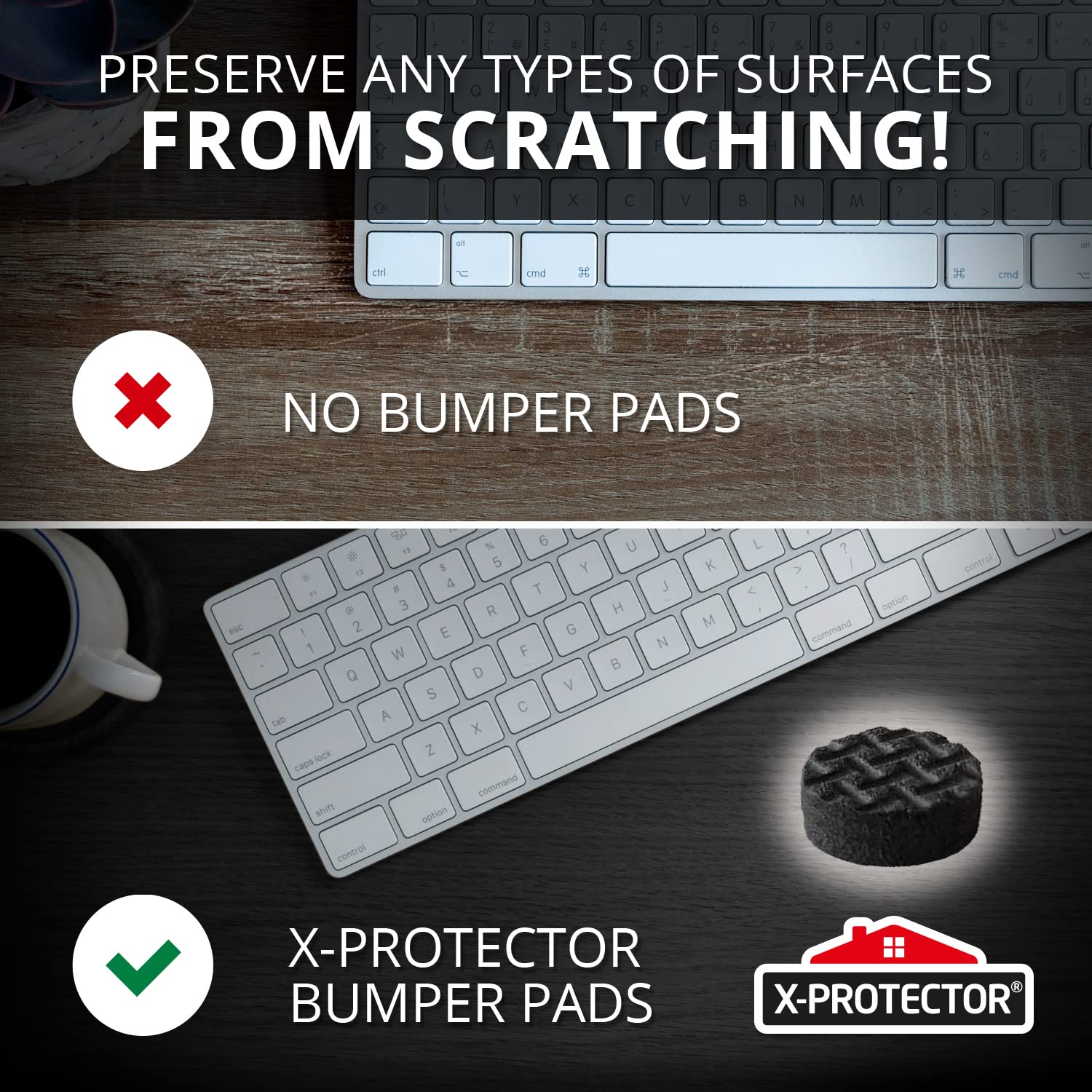 X-Protector Cabinet Door Bumpers 100 PCS Small Black Rubber Pads 3/8' Self-Adhesive Thick Dots Protect Glass & Surfaces