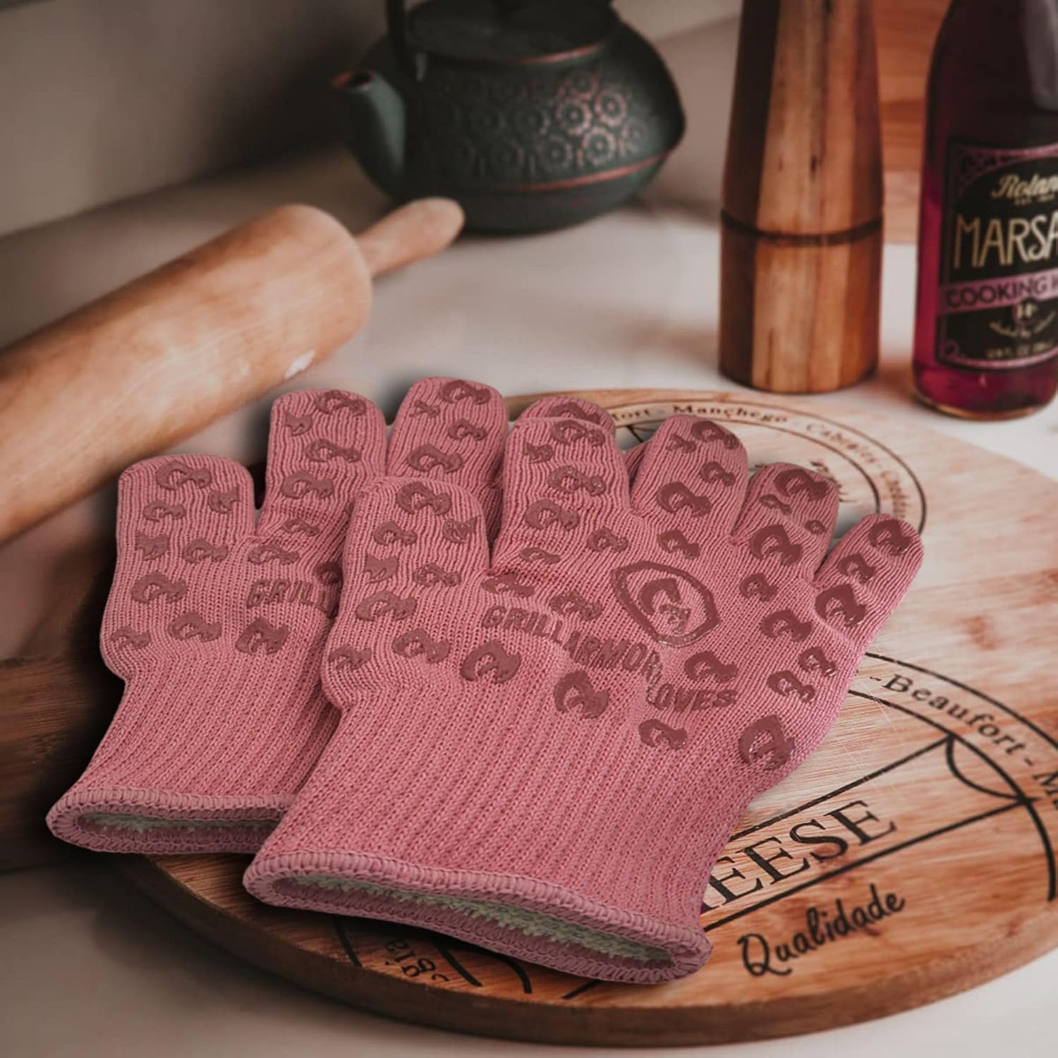 Grill Armor Oven Gloves 932°F Extreme Heat & Cut Resistant Oven Mitts with Fingers for BBQ, Cooking, Grilling, Baking – Accessory for Smoker, Cast Iron, Fire Pit, Camping, Fireplace, Griddle & More