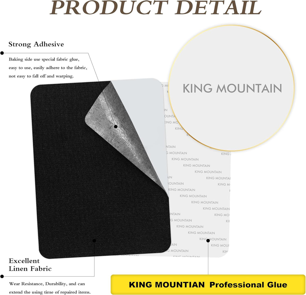 Fine Linen Repair Patches, Self-Adhesive Fabric Patches, 8x11 inch 2 PCS, Multi Color, for Sofa and Clothes Repair (Black, 8" x 11" - 2PCS)