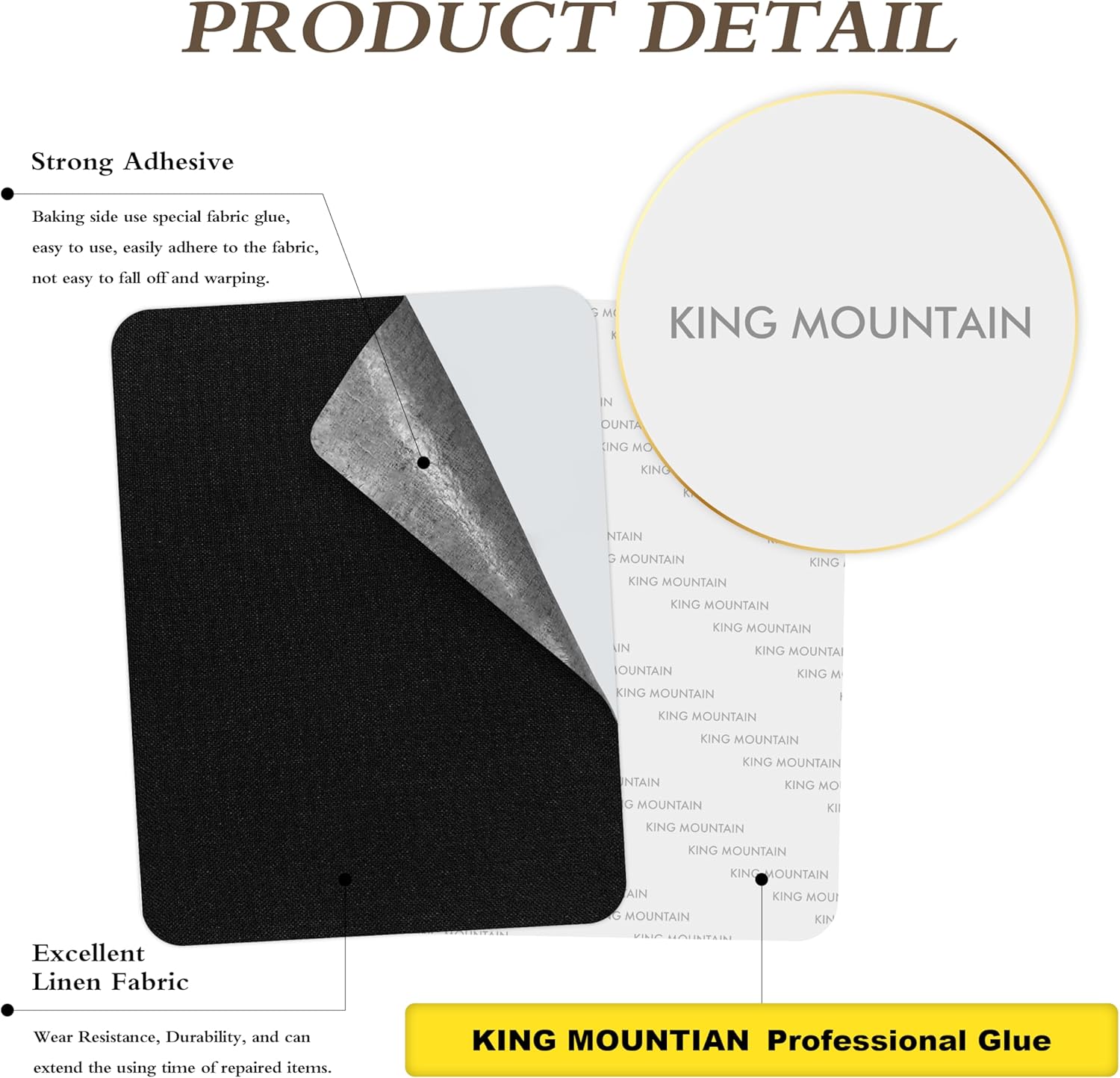 Fine Linen Repair Patches, Self-Adhesive Fabric Patches, 8x11 inch 2 PCS, Multi Color, for Sofa and Clothes Repair (Black, 8" x 11" - 2PCS)