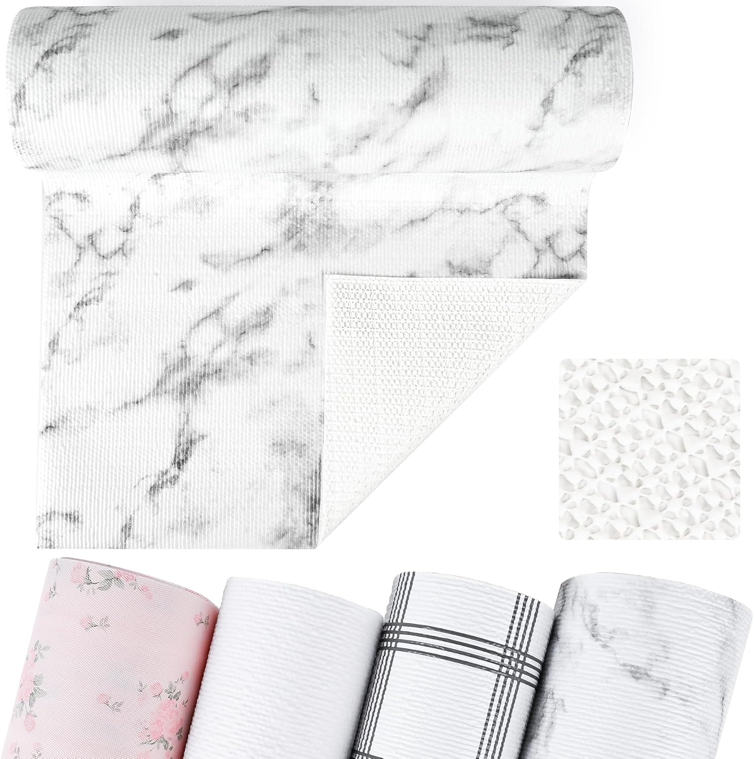 Non-Adhesive Shelf and Drawer Liner for Kitchen Cabinets, 12 in x 10FT Strong Non-Slip Cabinet Liners for Shelves, Refrigerator, Pantry Storage, Bathroom Closet, Easy to Clean, Marble