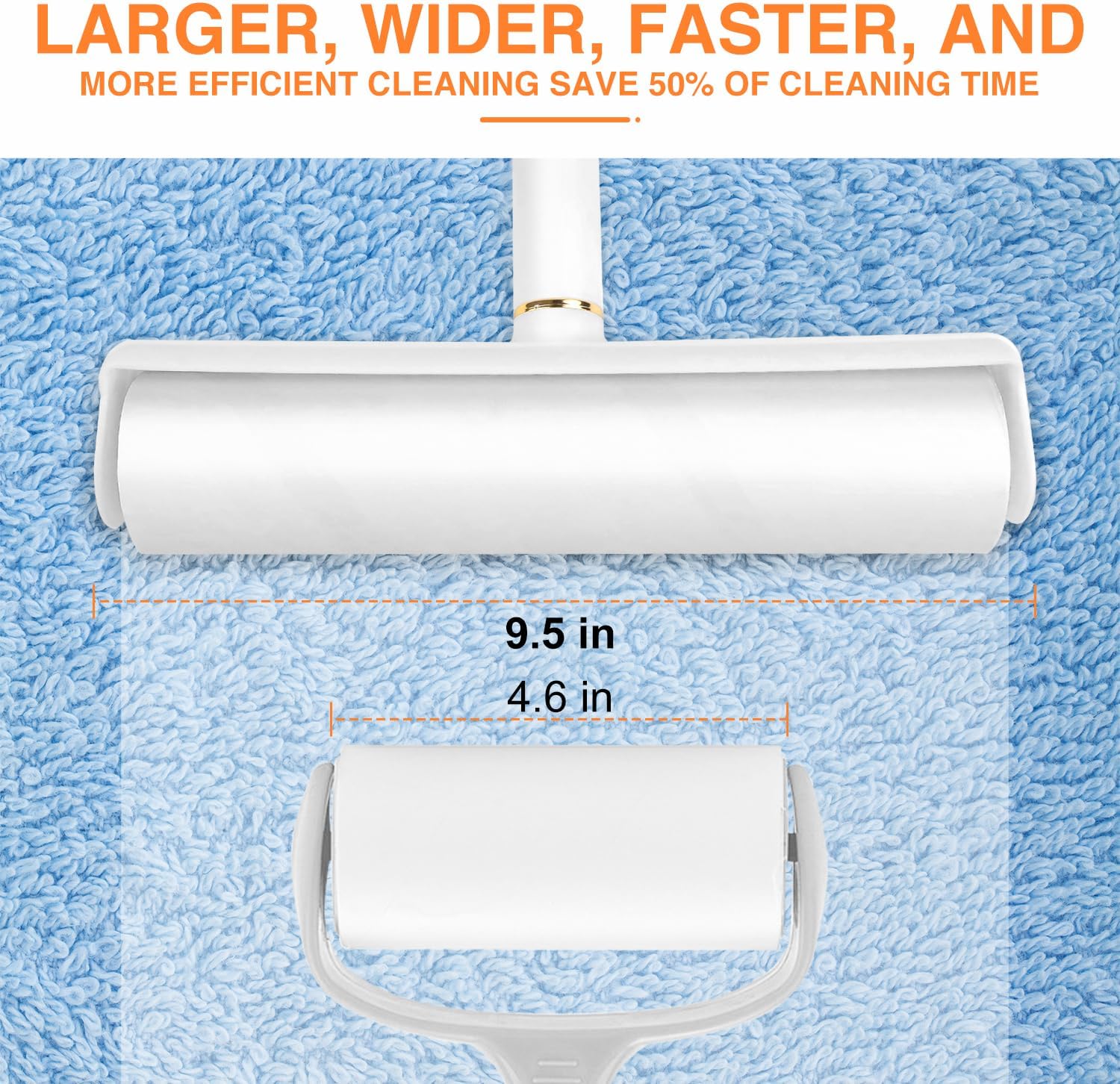 Large Lint Roller Pet Hair Remover 270 Adhesive Sheets Rollers 9.45 Extra Sticky Dog Cat Adjustable Handle 7.9-47.6 Inch, 3 Replaceable Rolls 90 Sheets Each, 3 Extension Rods for 4 Heights﻿