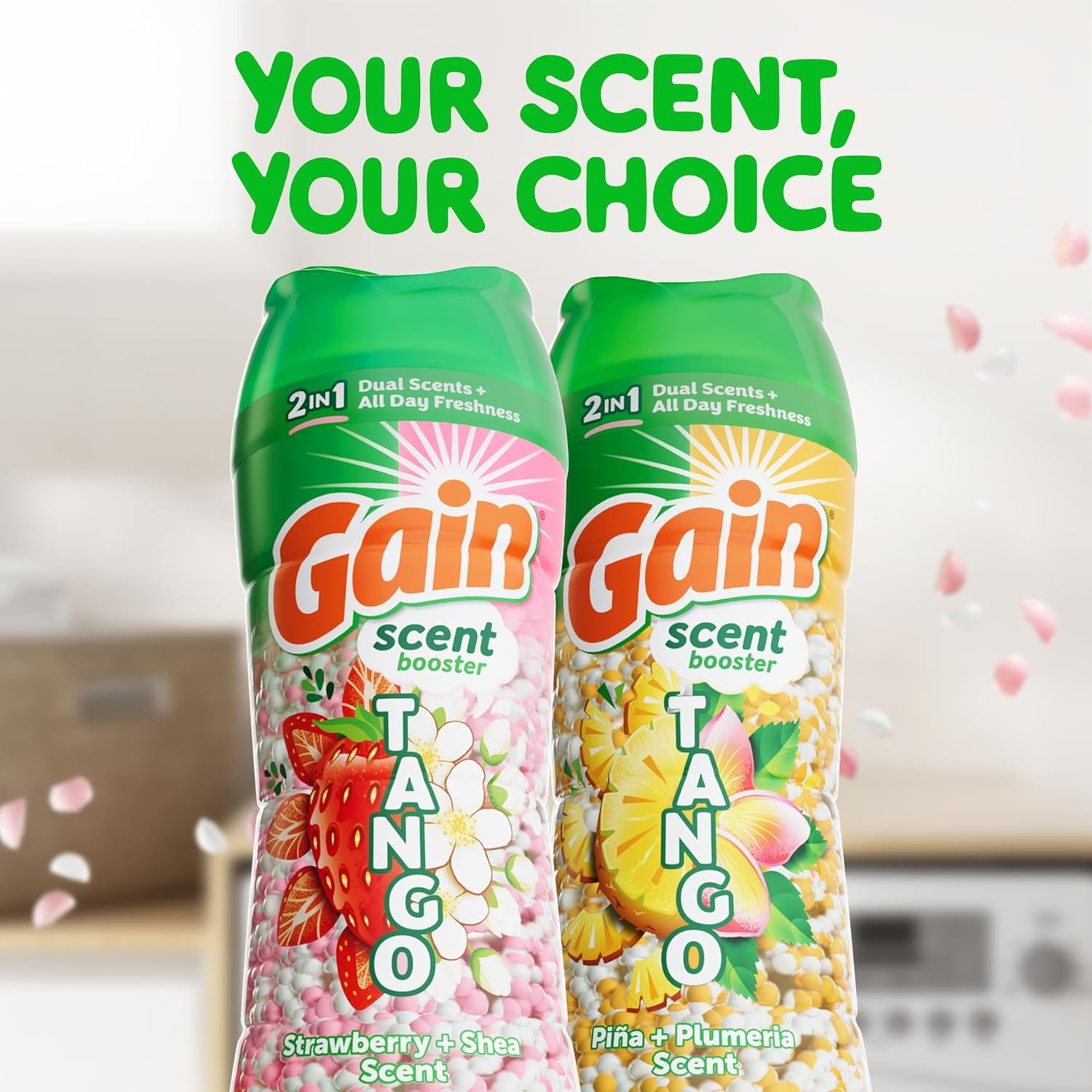 Gain Tango 2-in-1 Laundry Scent Booster Beads, Strawberry and Shea Scent, 10.7 oz, Laundry Beads with Dual Scents Plus All Day Freshness