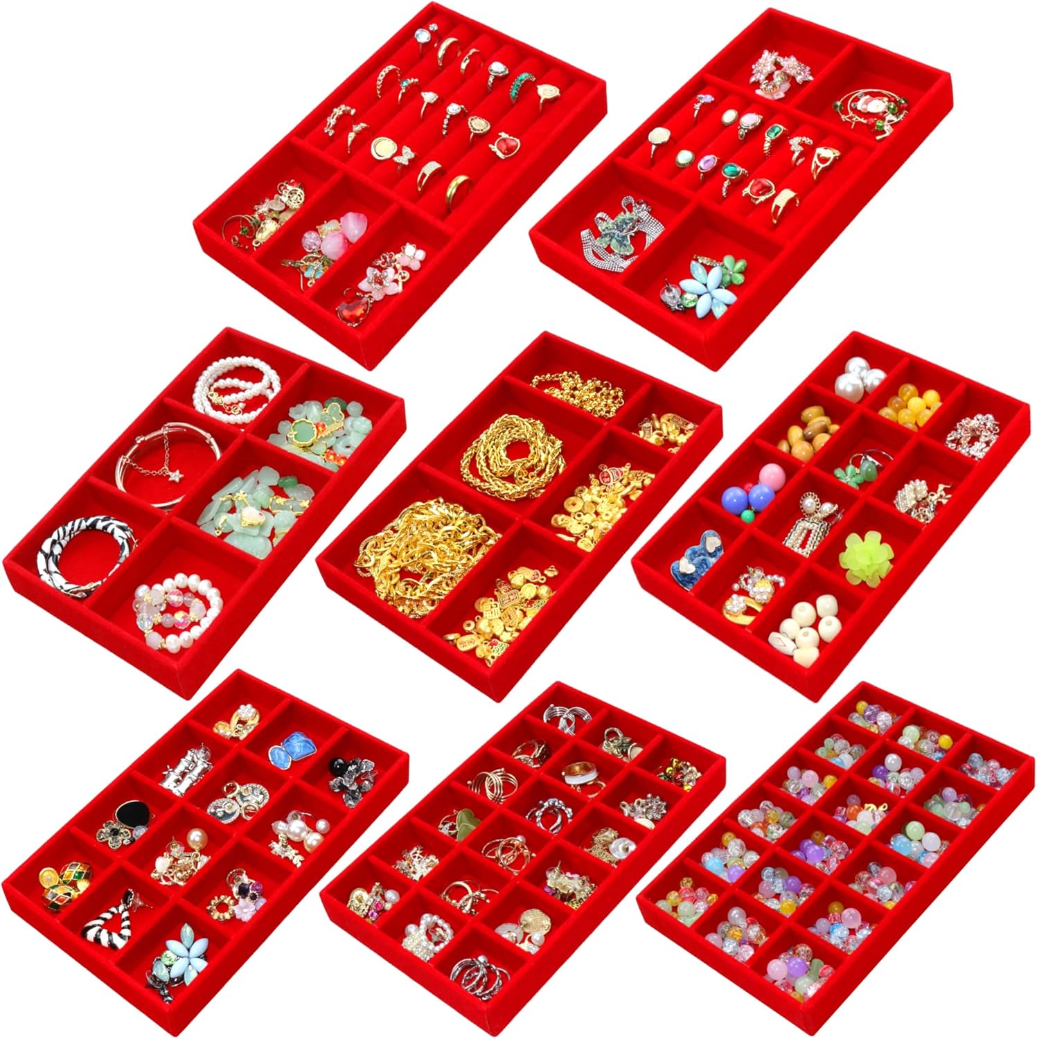 Earring Organizer Stackable Jewelry Storage Box Jewelry Drawer Organizer Removable Display Tray Organizer for Necklace Earring Ring